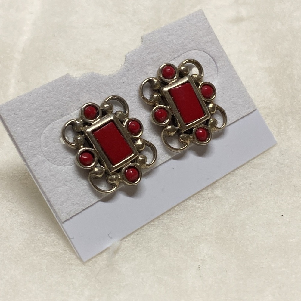 Red Coral & Sterling Silver Coral Earrings